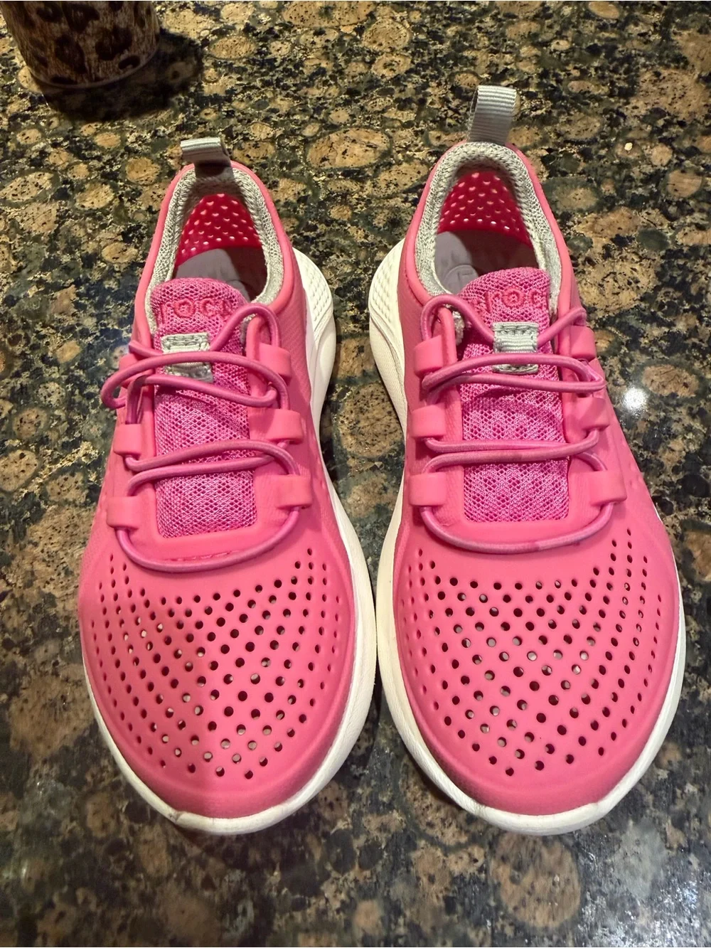 CROCS Kids Pink and White LiteRide Water Shoes
